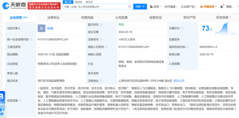 协氢新能源联合投资成立无人机公司，注册资本1000万元布局智能无人飞行器市场
